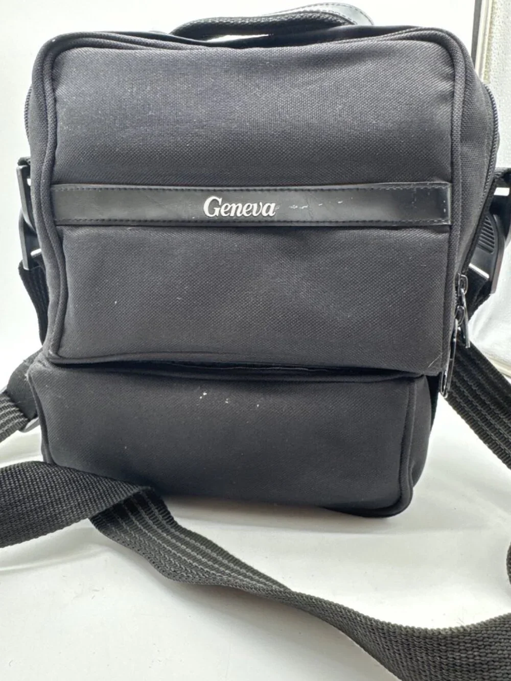 Geneva Black Camera Bag With Adjustable Strap & Detachable Pouch - Multi-Compart